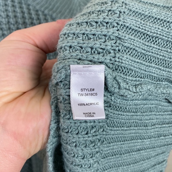 Zenana | Sea Blue-Green Off-Shoulder Oversized Sweater M - Picture 7 of 8